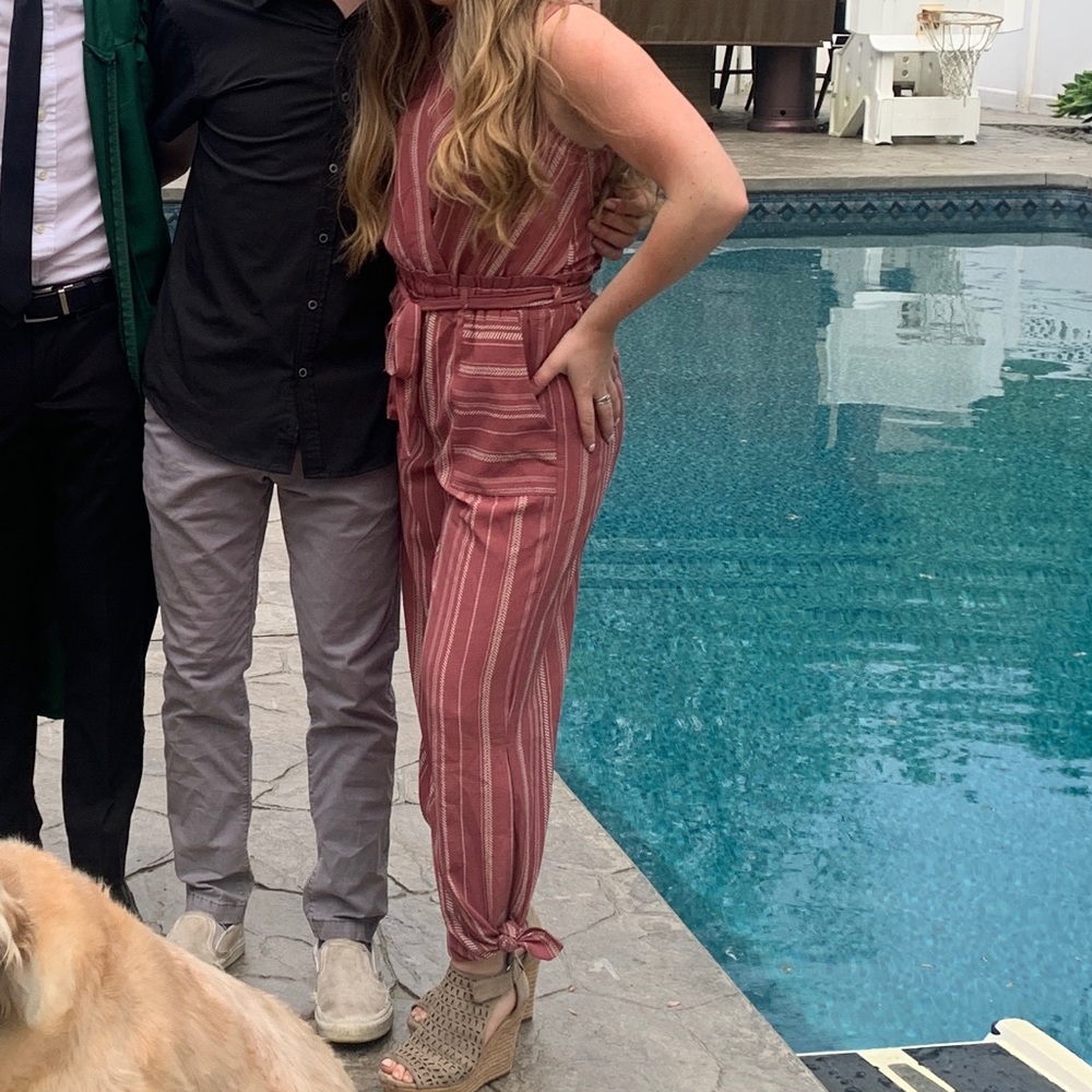 Pink and white jumpsuit